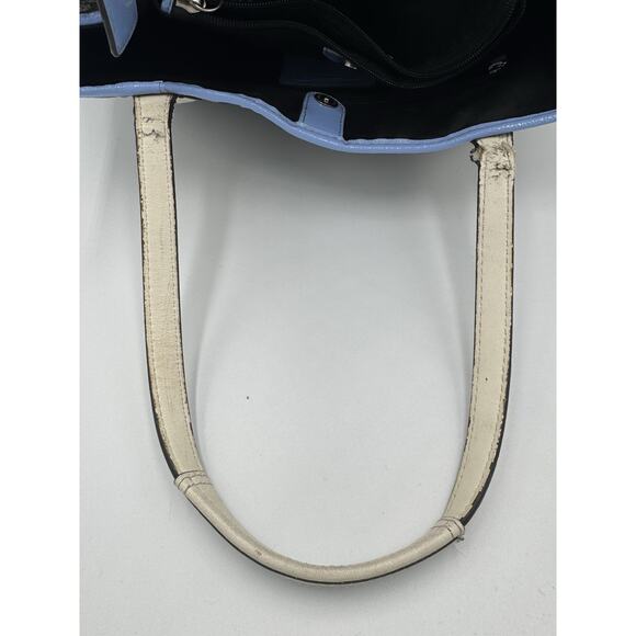 Coach Signature Tote Brown With Blue Trim - Wear On Handles - Picture 7 of 11